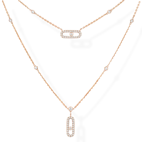 Move Uno 2 Level Diamond Pave Necklace