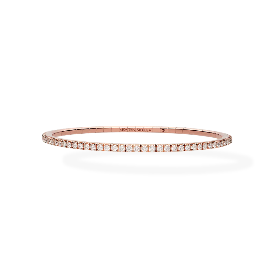 Extensible Tennis Bracelet Pink Gold White Diamond 1st Size