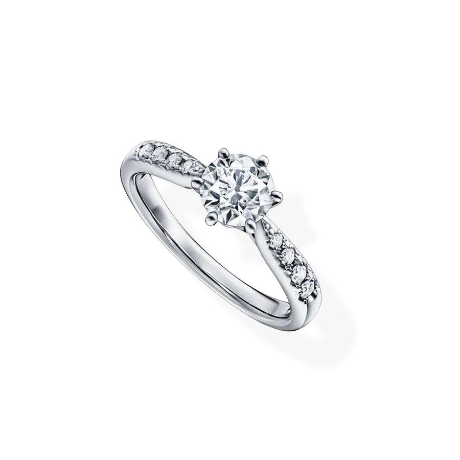 TASAKI PIACERE SOLITAIRE PAVED RING PLATINUM SIZE 11 0.54CT E VS1 3E
