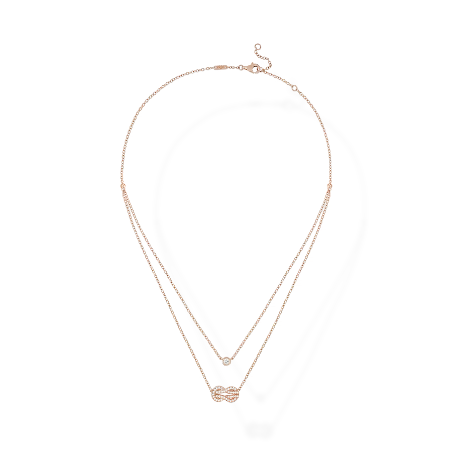 Chance Infinie Necklace Double Chain Pink Gold