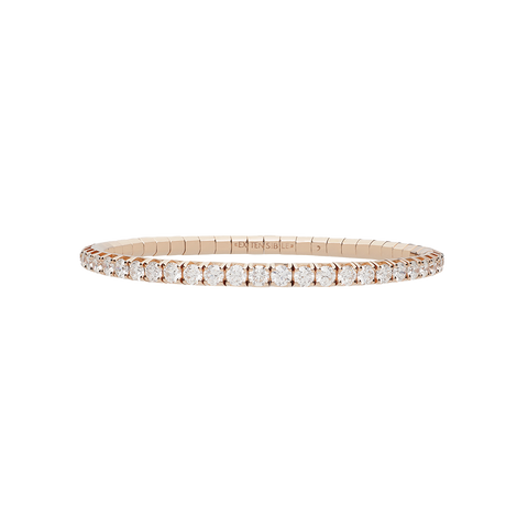 Extensible Tennis Bracelet Pink Gold White Diamond 6th Size