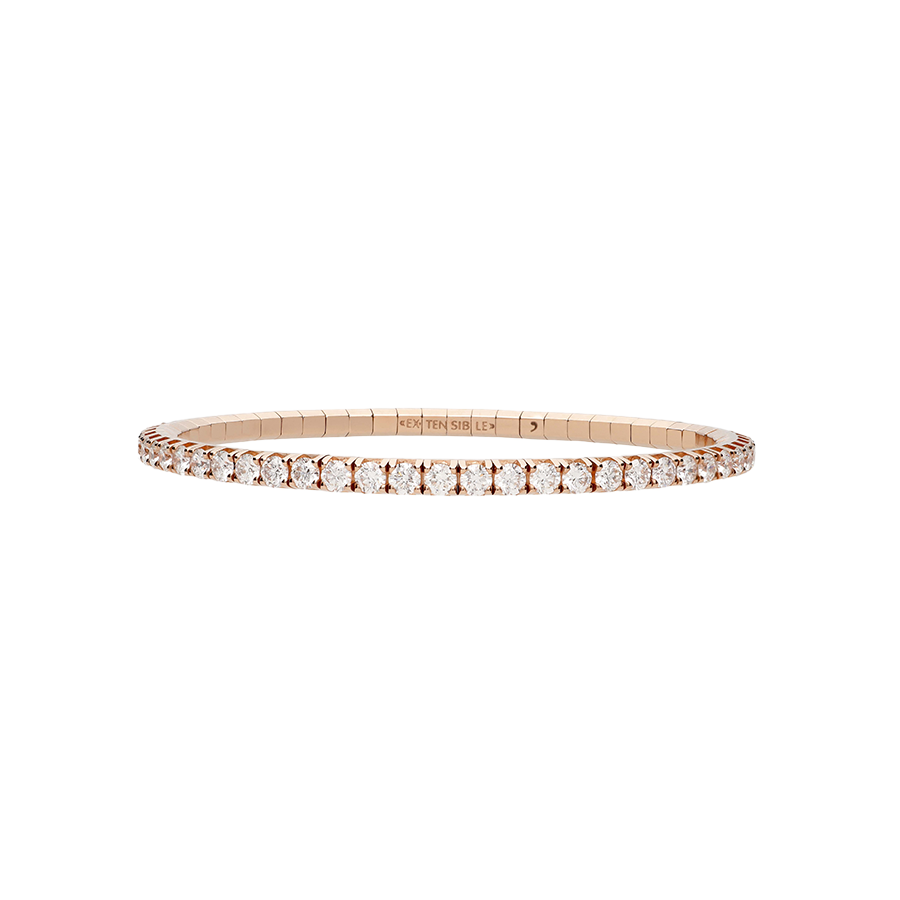 Extensible Tennis Bracelet Pink Gold White Diamond 5th Size