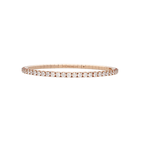 Extensible Tennis Bracelet Pink Gold White Diamond 5th Size