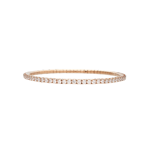 Extensible Tennis Bracelet Pink Gold White Diamond 3rd Size