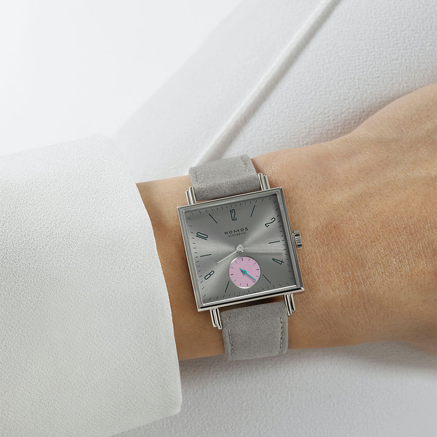 NOMOS TETRA MANUAL WIND WATCH 29.5X29.5MM SILVER AND ROSE DIAL SS STRAP