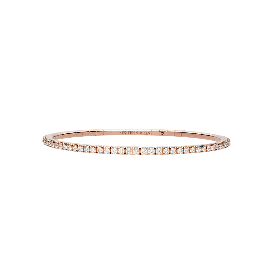 Extensible Tennis Bracelet Pink Gold White Diamond 2nd Size