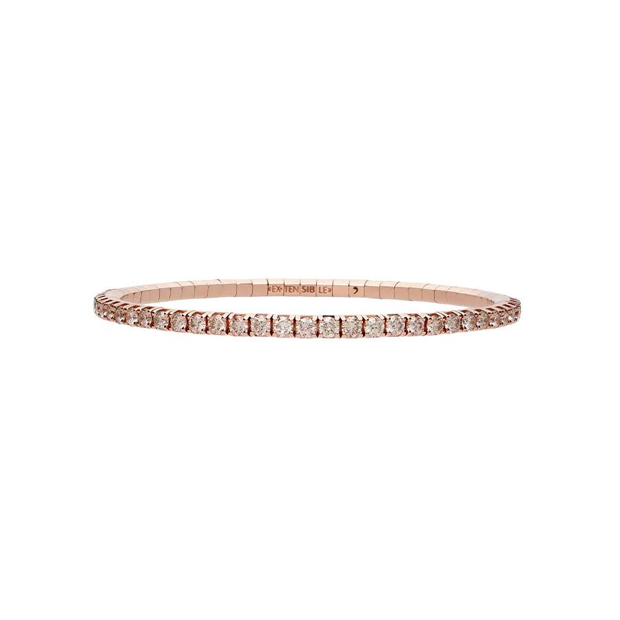 Extensible Tennis Bracelet Pink Gold Champagne Diamond 4th Size