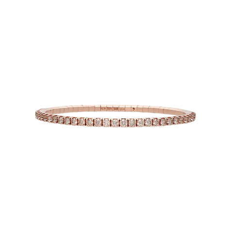 Extensible Tennis Bracelet Pink Gold Champagne Diamond 4th Size