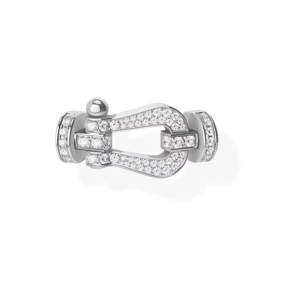 Force 10 Buckle Large White Gold Diamond Paved