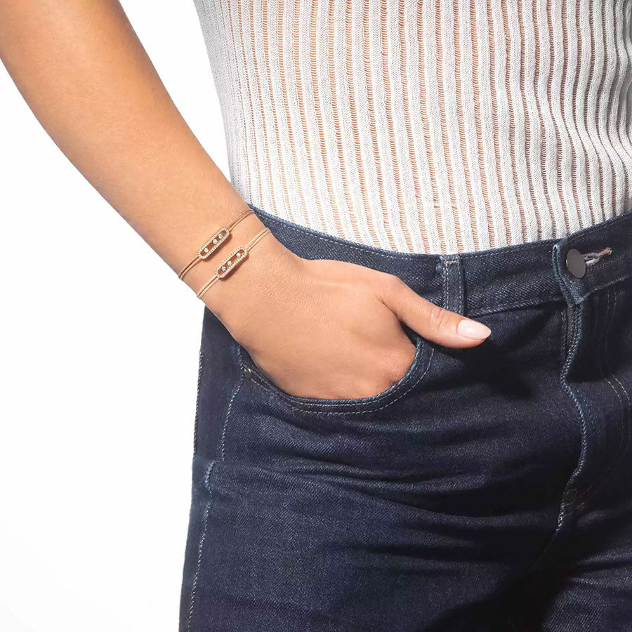 Messika Cares Paved Cord Bracelet Beige Diamond Paved
