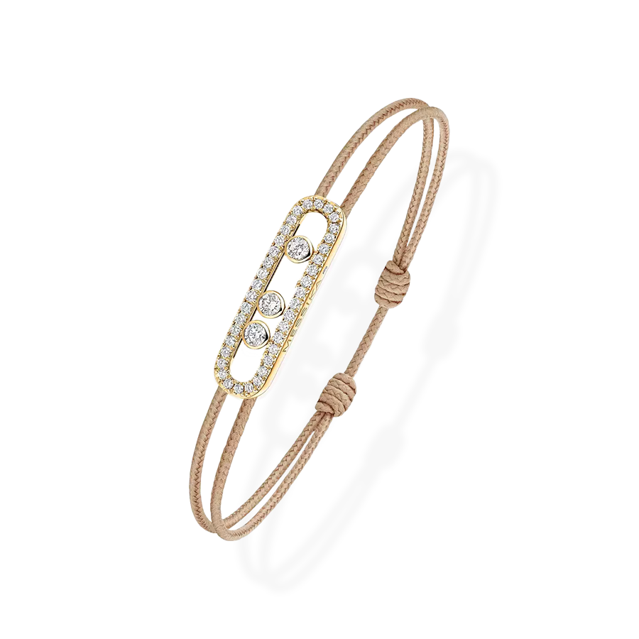 Messika Cares Paved Cord Bracelet Beige Diamond Paved