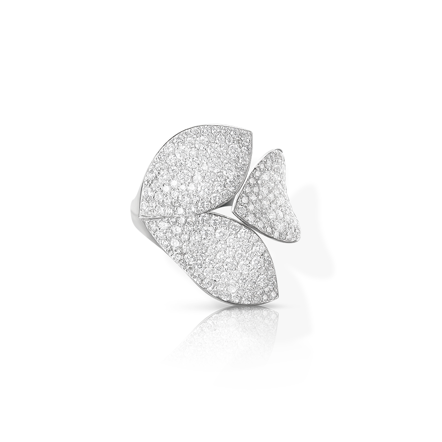 Giardini Segreti Ring White Gold Three Leaves