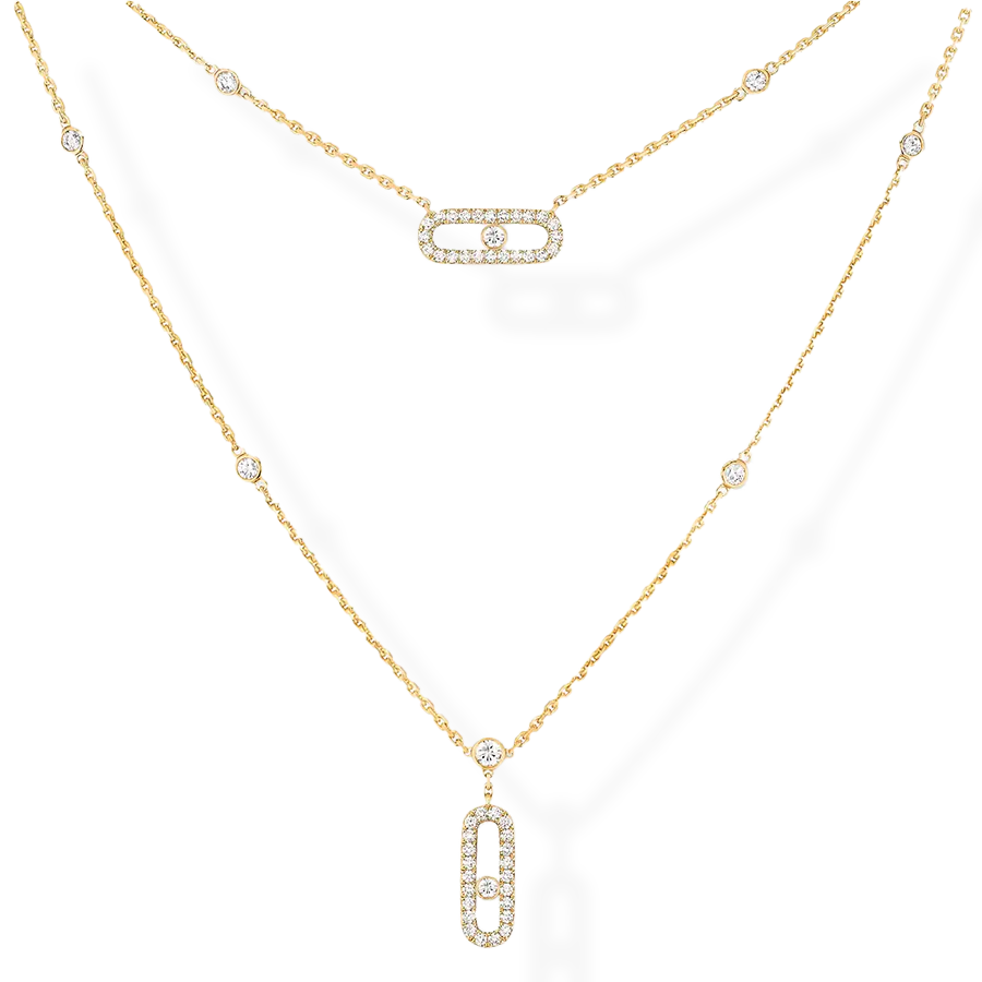 Move Uno 2 Level Diamond Pave Necklace