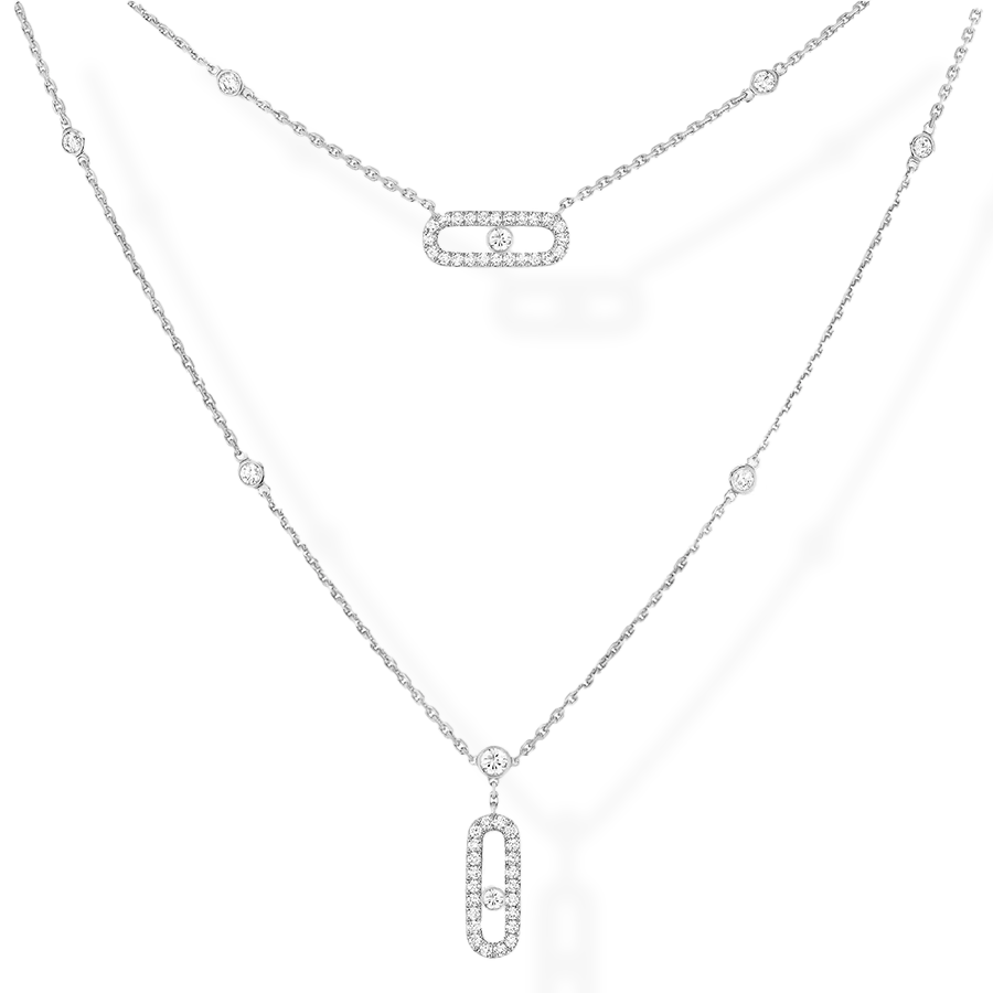 Move Uno 2 Level Diamond Pave Necklace