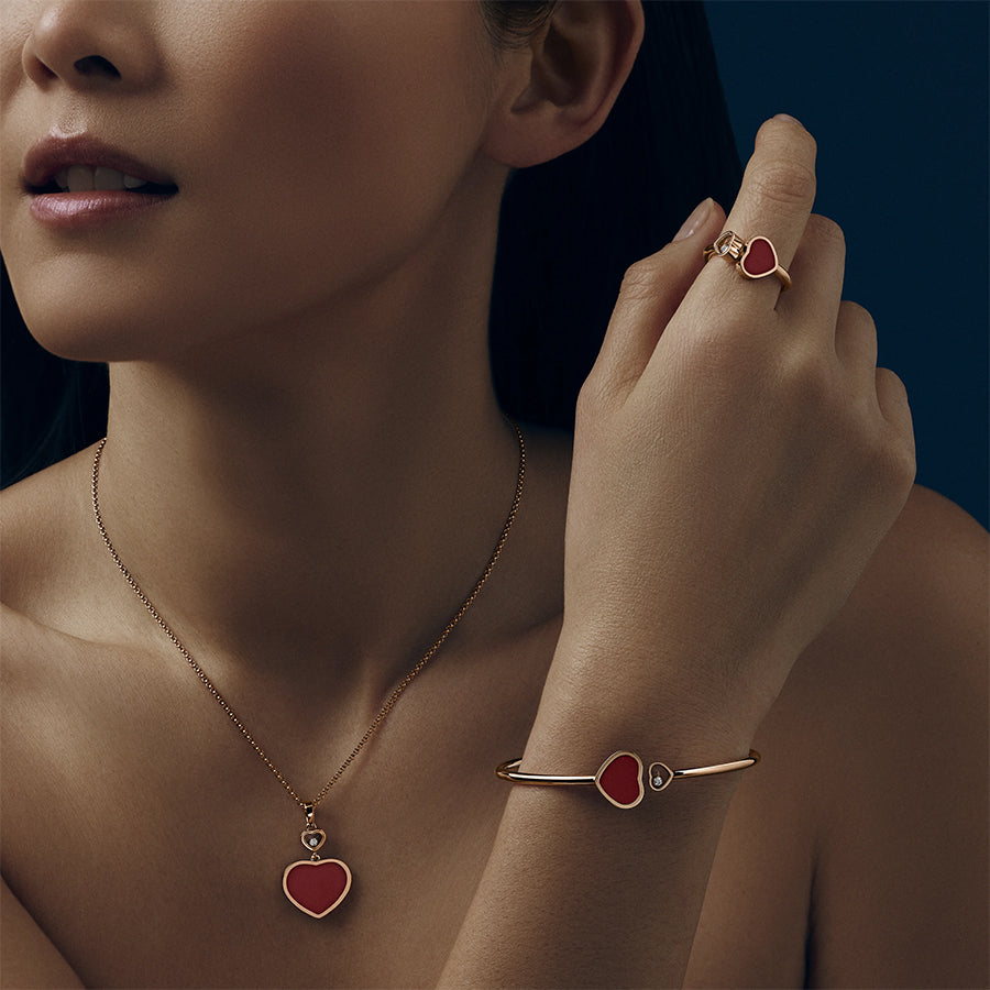 Happy Hearts Bangle Red Stone
