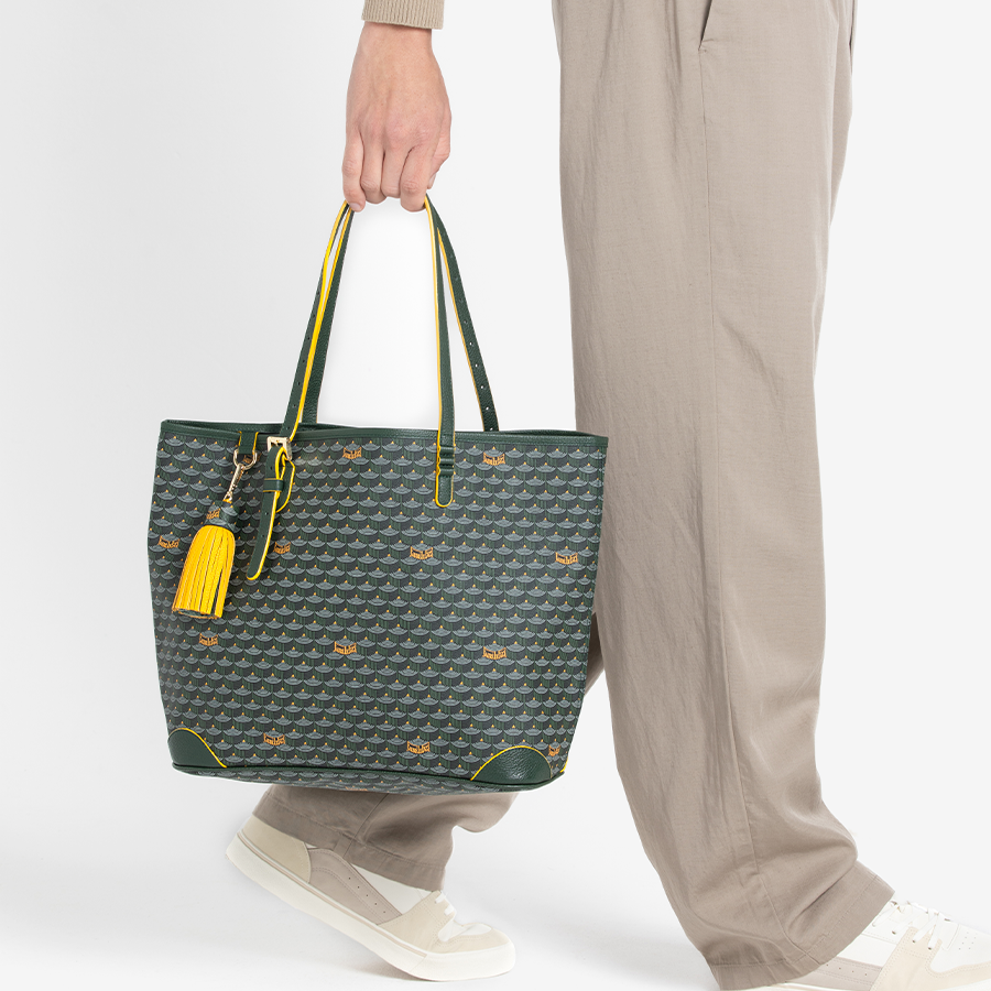 Daily Battle 35 Tote - Yellow Border Empire Green