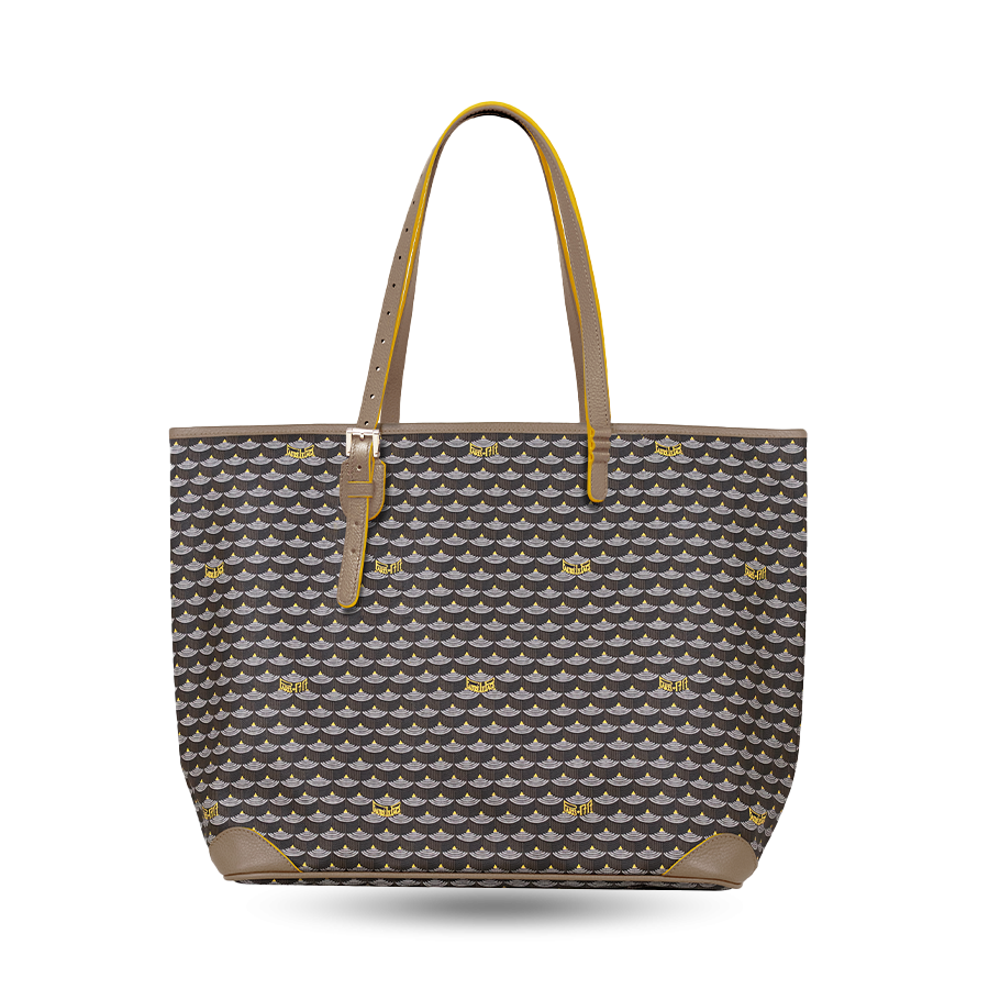 Daily Battle 37 Tote - Yellow Border Walnut Brown