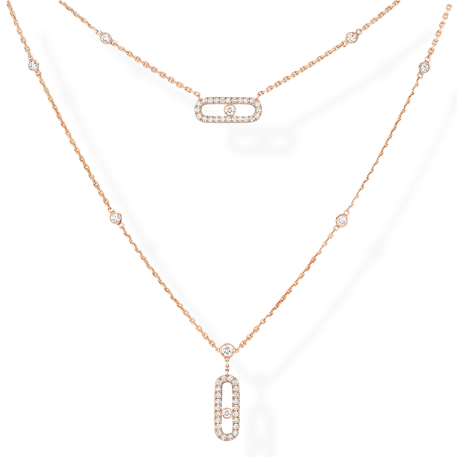 Move Uno 2 Level Diamond Pave Necklace