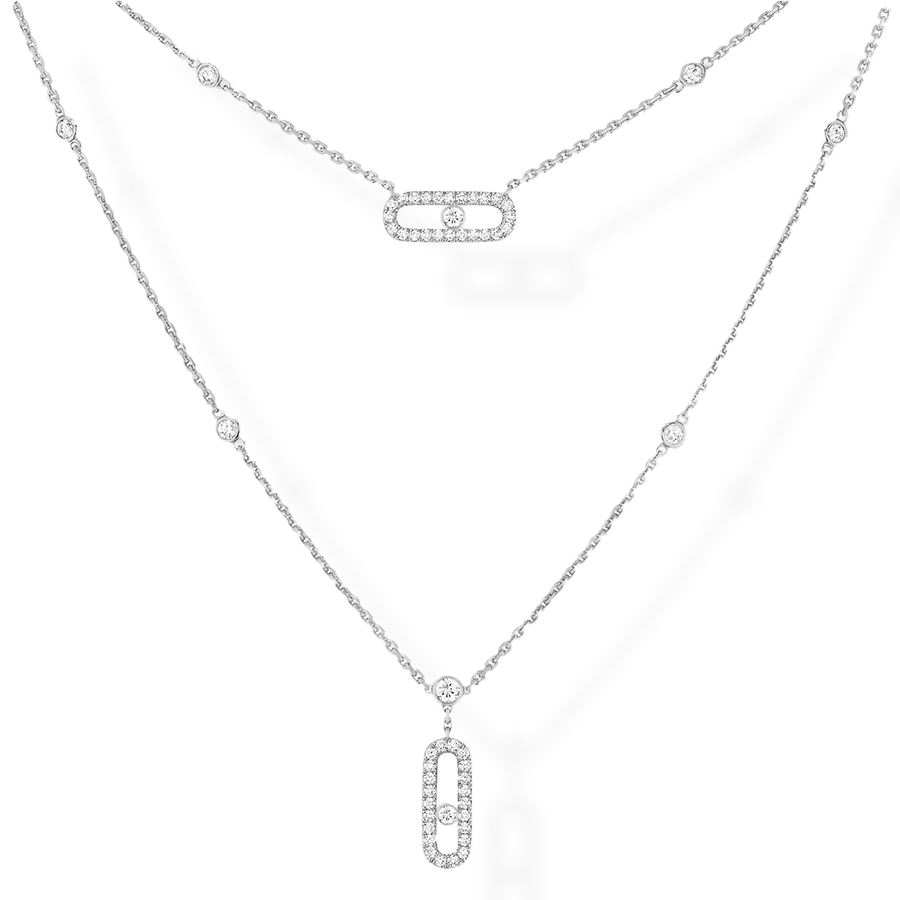 Move Uno 2 Level Diamond Pave Necklace