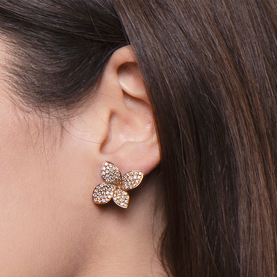 Petit Garden Earrings Pink Gold Medium Flower