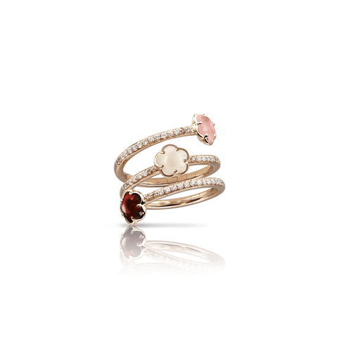 Figlia Dei Fiori Ring Pink Gold Three Flowers
