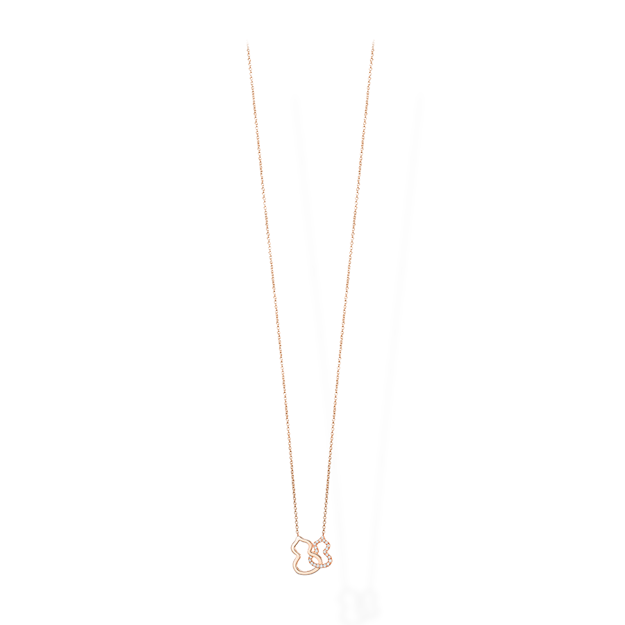 Wulu Necklace Petite Double in Pink Gold with Diamonds