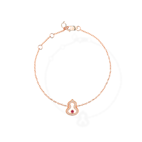 Wulu Bracelet in Pink Gold with Diamonds and Ruby
