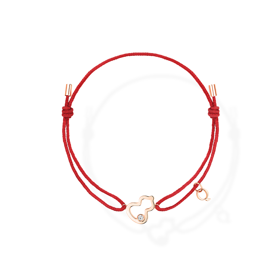 Wulu Bracelet in Pink Gold with Diamond on Red Cord