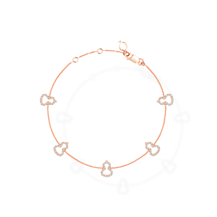 Wulu Bracelet Sautoir in Pink Gold with Diamonds