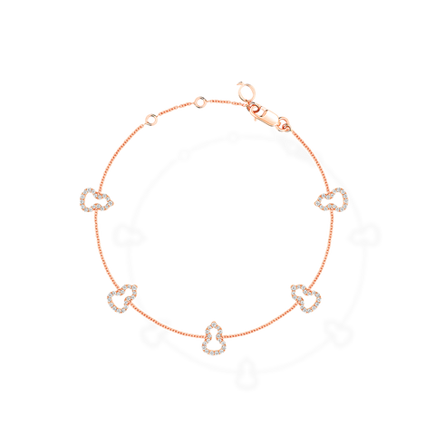 Wulu Bracelet Sautoir in Pink Gold with Diamonds
