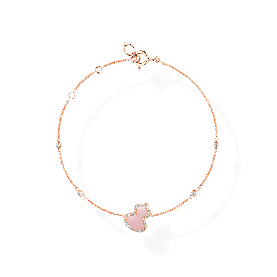 Wulu Bracelet Petite in Pink Gold with Diamonds and Pink Opal