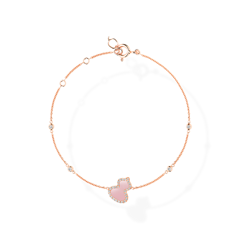 Wulu Bracelet Petite in Pink Gold with Diamonds and Pink Opal