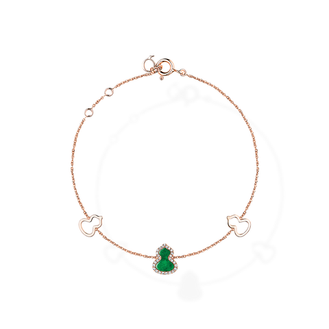 Wulu Bracelet Petite in Pink Gold with Diamonds & Jade