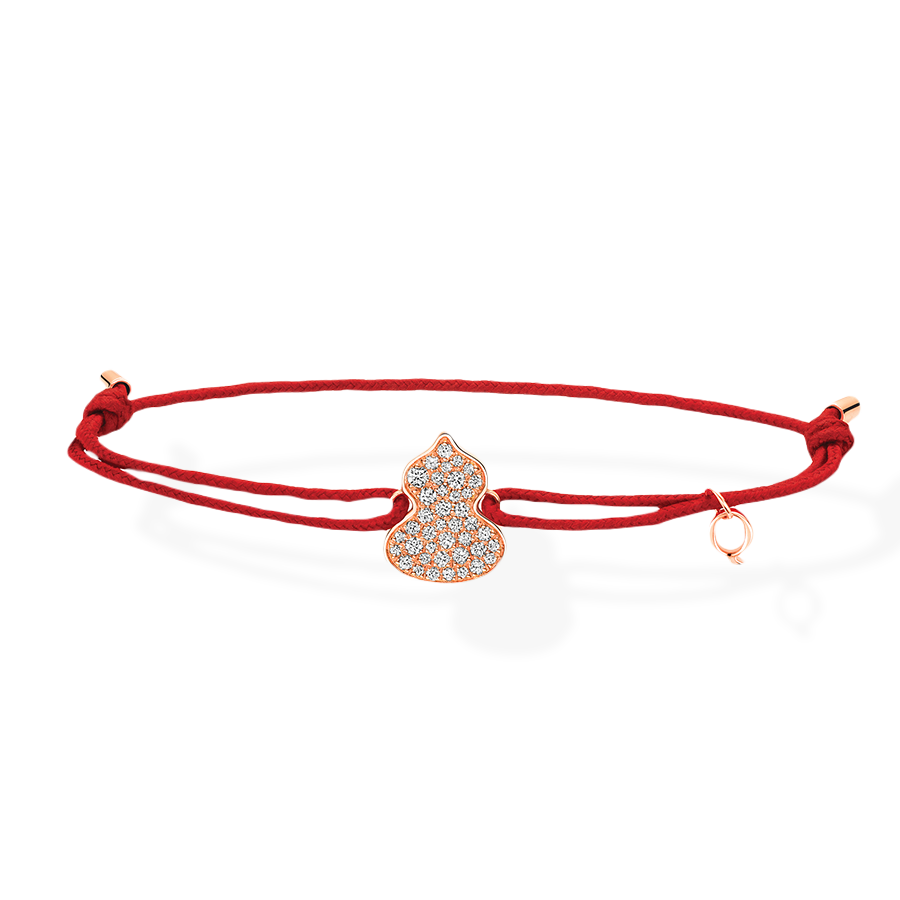 Wulu Bracelet in Pink Gold with Diamond on RedCord