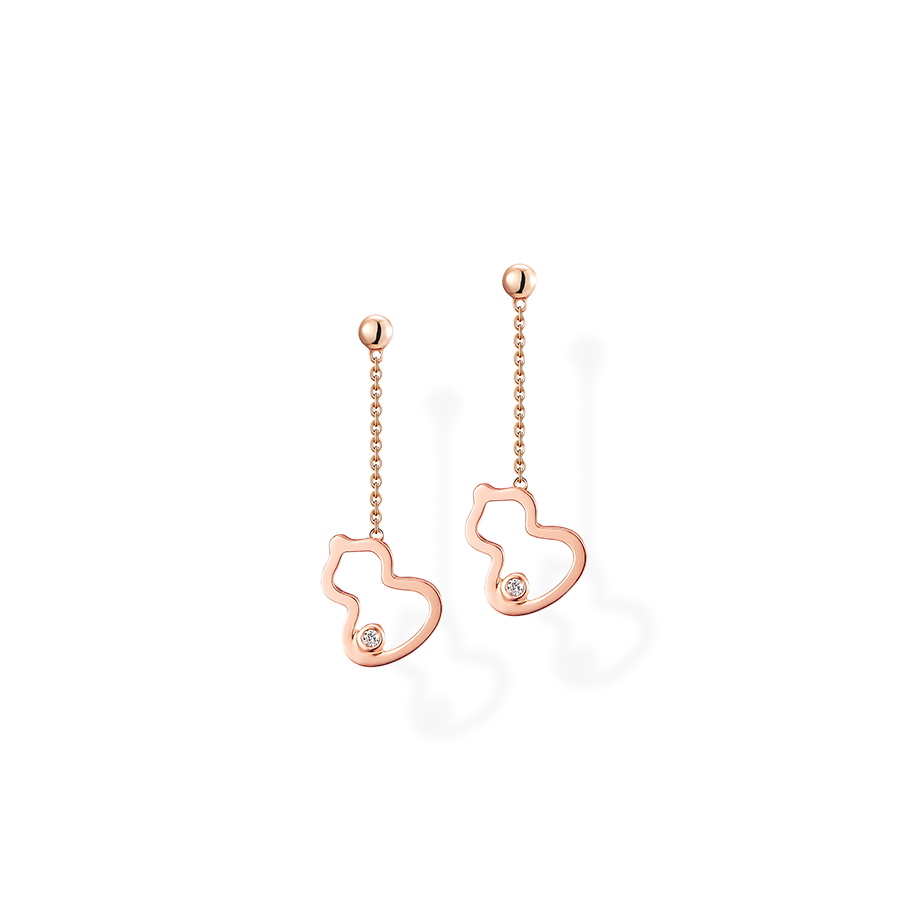 Wulu Earrings Petite in Pink Gold with Diamonds