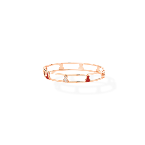 Wulu Bangle in Pink Gold with Diamonds and Red Agate