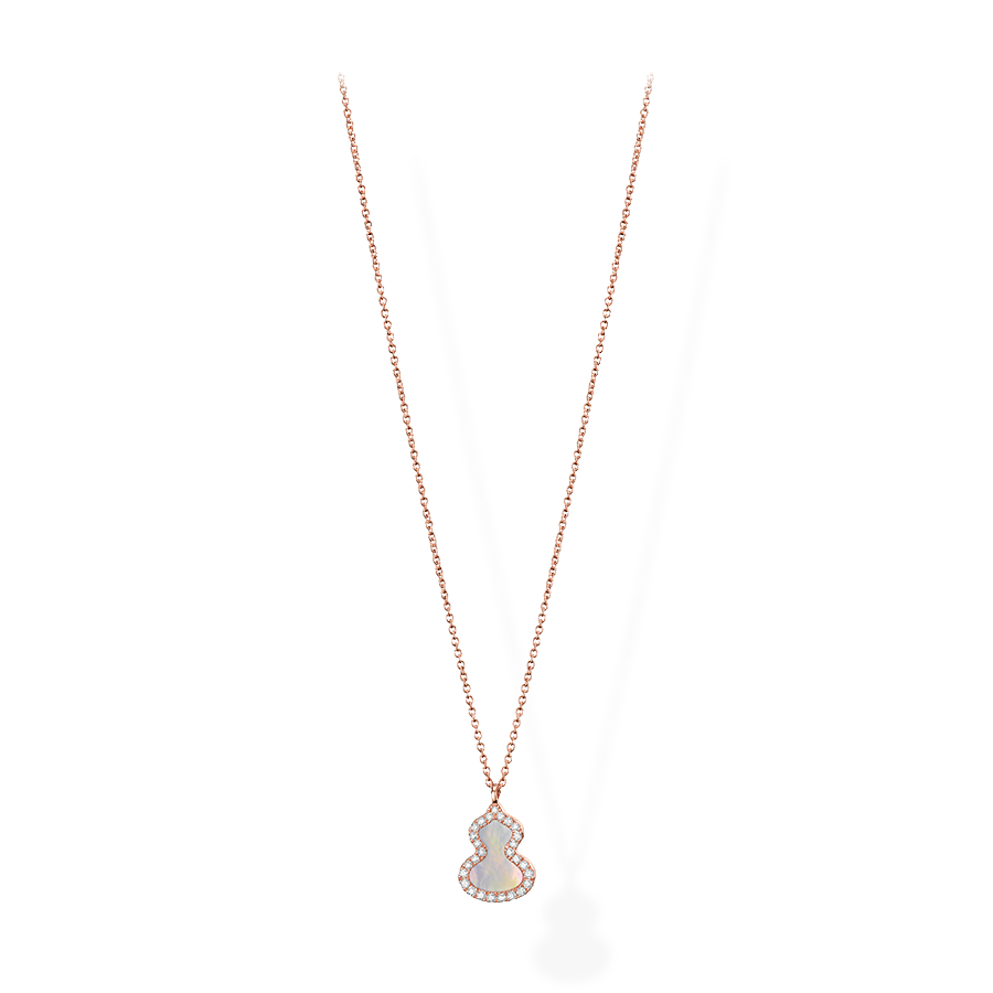 Wulu Necklace Petite in Pink Gold with Diamonds and Mother of Pearl