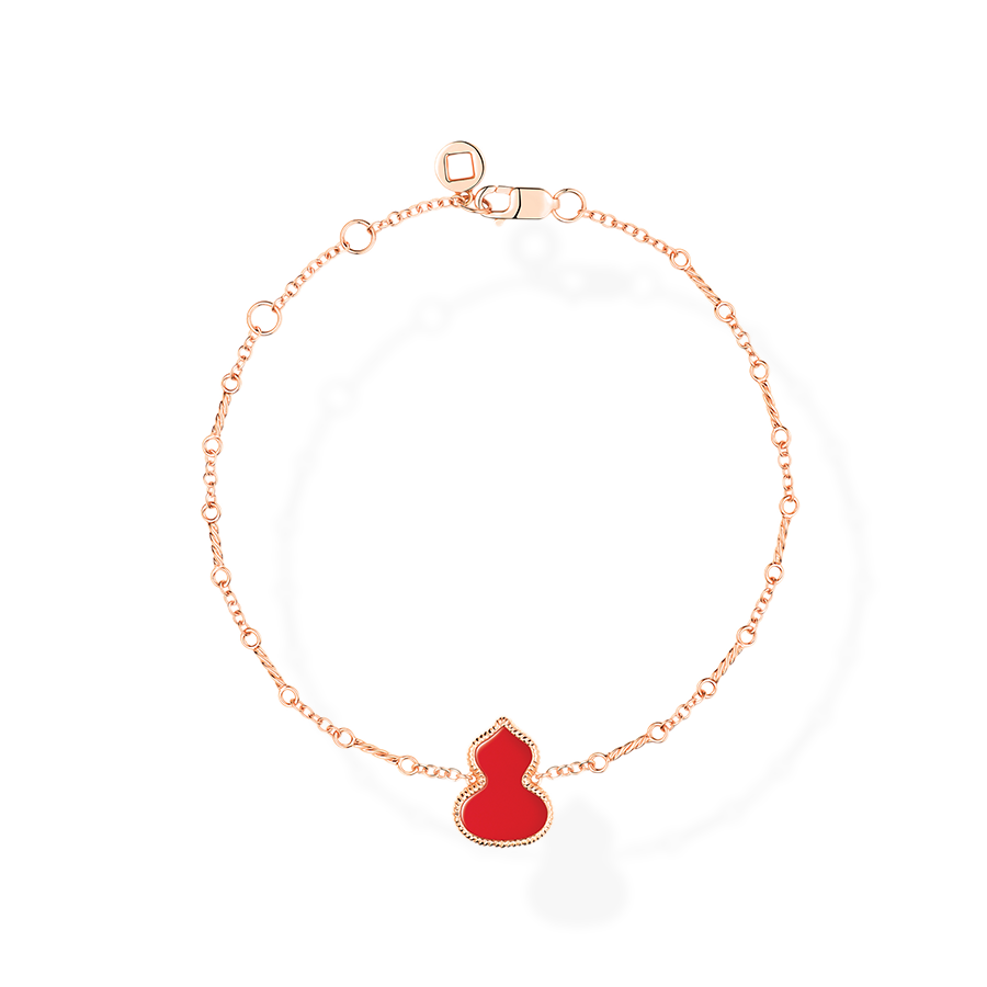 QEELIN Wulu Bracelet in Pink Gold with Red Agate Stone