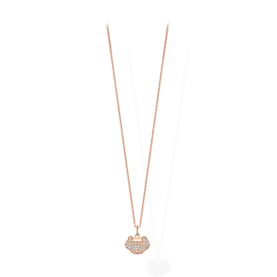 Yu Yi Necklace Petite in Pink Gold with Diamonds