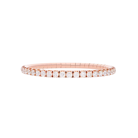 Extensible Tennis Bracelet Pink Gold White Diamond 4th Size