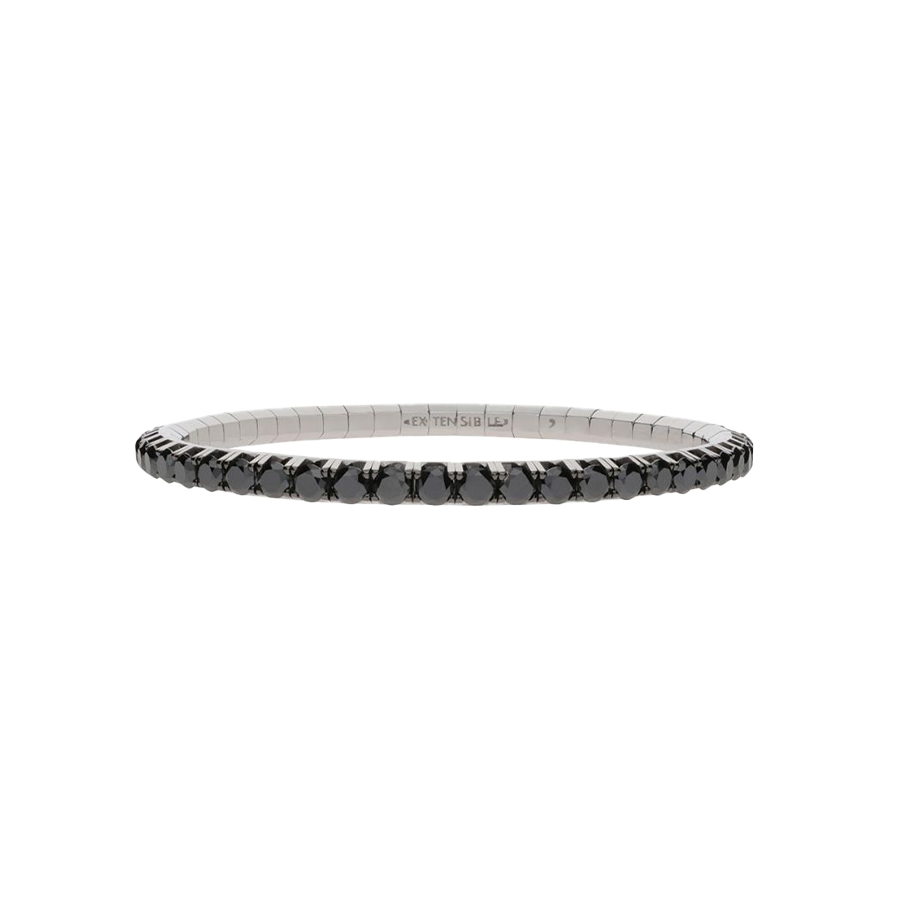 Extensible Tennis Bracelet White Gold Black Diamond 6th Size