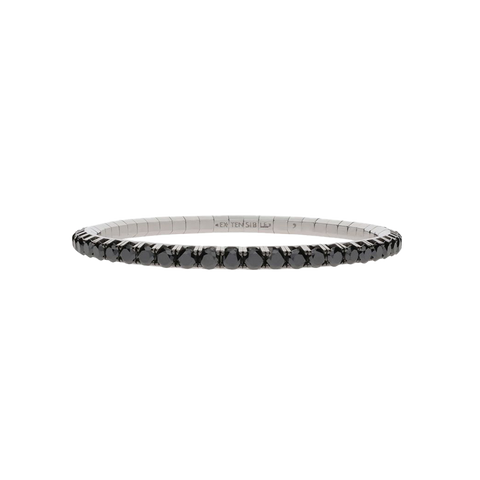 Extensible Tennis Bracelet White Gold Black Diamond 6th Size