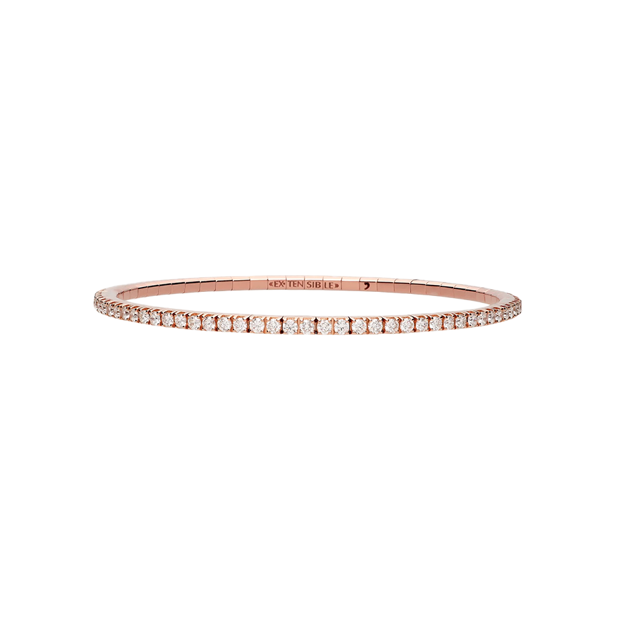 Extensible Tennis Bracelet Pink Gold White Diamond 7th Size