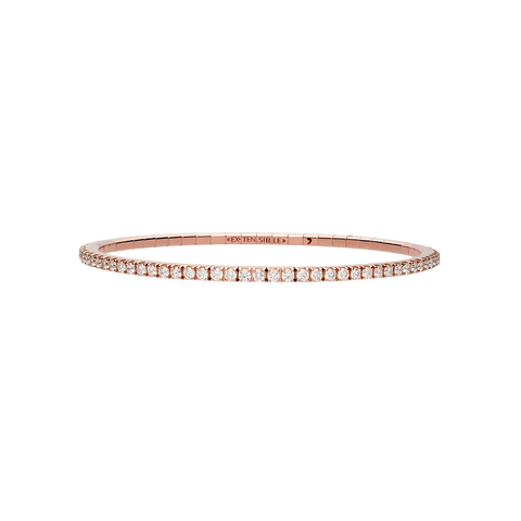 Extensible Tennis Bracelet Pink Gold White Diamond 7th Size