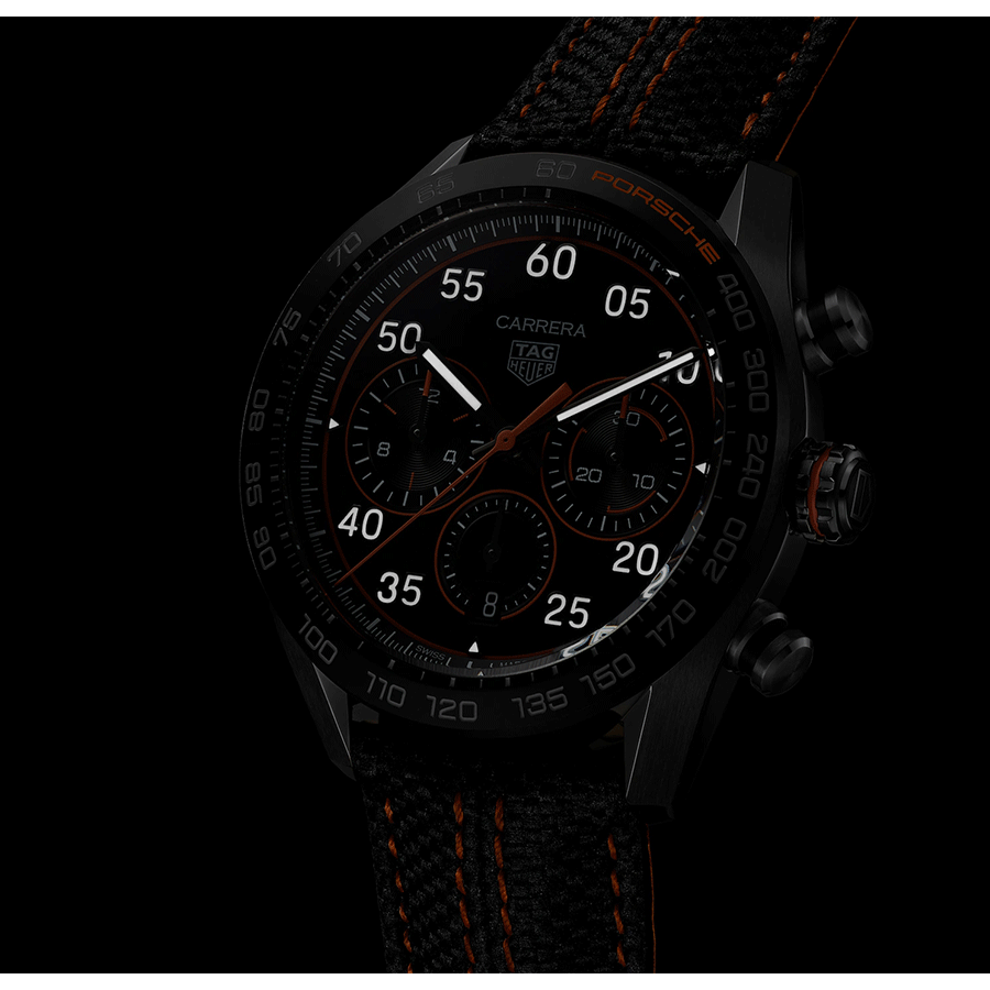 Carrera Chronograph 44 Steel and Ceramic DLC Porsche