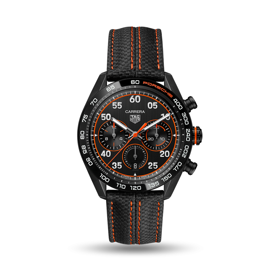 Carrera Chronograph 44 Steel and Ceramic DLC Porsche