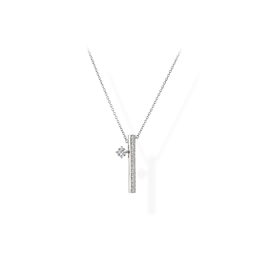Barre Single Floating Diamond Pave Pendant Necklace 0.48 ct TDW