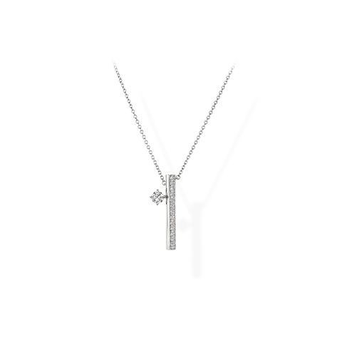 Barre Single Floating Diamond Pave Pendant Necklace 0.48 ct TDW