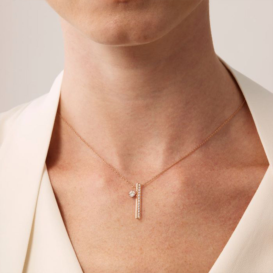 Barre Single Floating Diamond Pave Pendant Necklace 0.48 ct TDW
