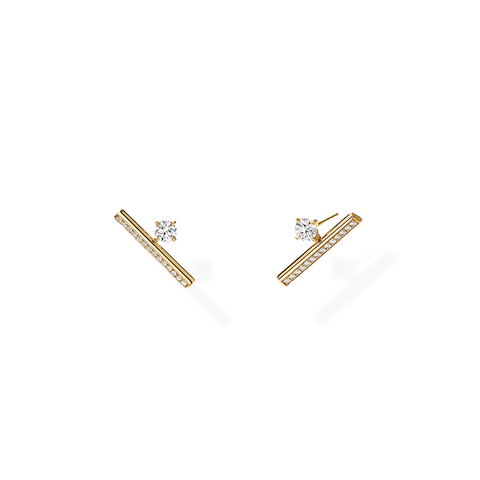 Barre Floating Single Diamond Pave Climber Earrings 0.85 ct TDW